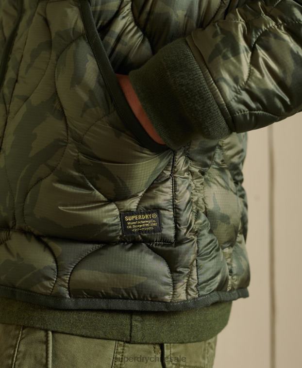 hombres Superdry verde chaqueta bomber con forro 2R68Z4785