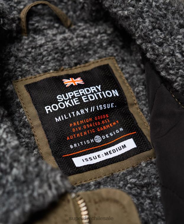 hombres Superdry verde chaqueta bomber de aviador de invierno rookie 2R68Z4706