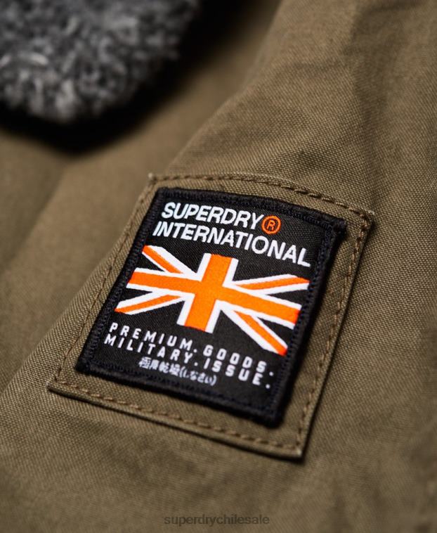 hombres Superdry verde chaqueta bomber de aviador de invierno rookie 2R68Z4706