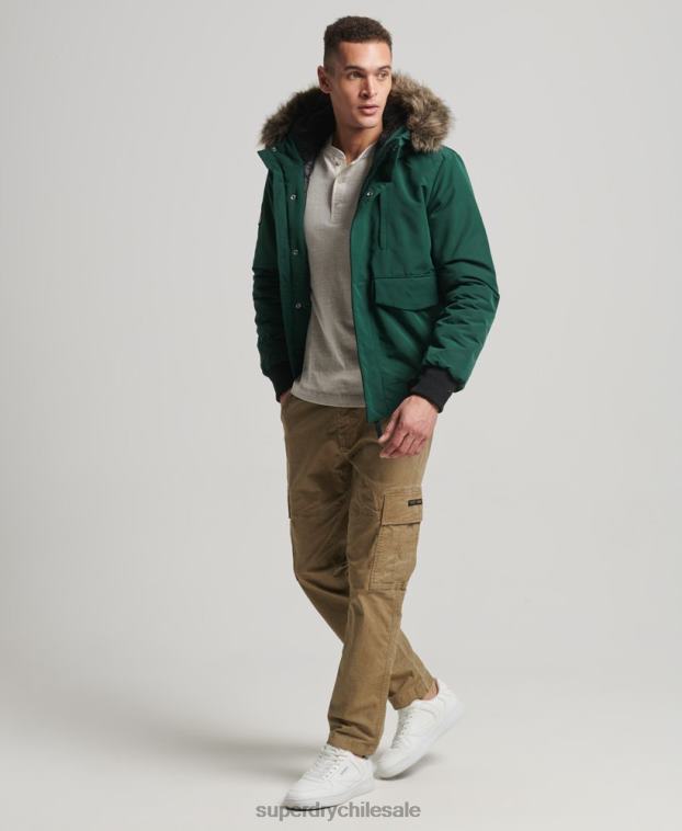 hombres Superdry verde chaqueta bomber everest 2R68Z1168