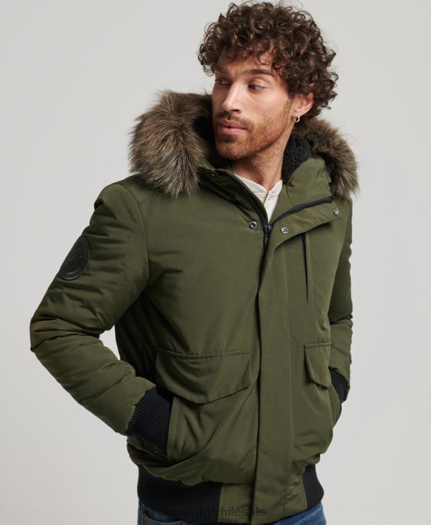 hombres Superdry verde chaqueta bomber everest 2R68Z4497