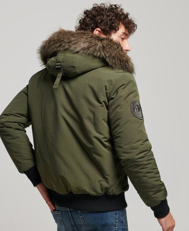 hombres Superdry verde chaqueta bomber everest 2R68Z4497
