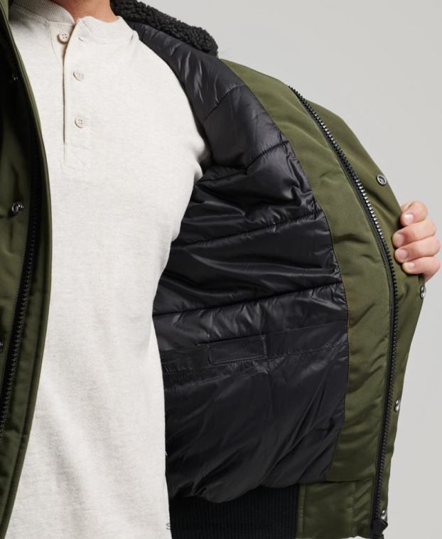 hombres Superdry verde chaqueta bomber everest 2R68Z4497