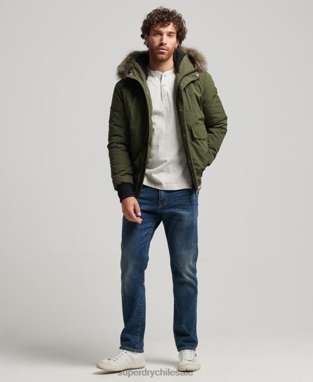 hombres Superdry verde chaqueta bomber everest 2R68Z4497