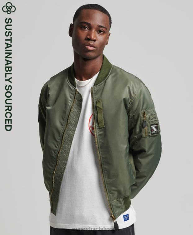 hombres Superdry verde chaqueta bomber ma1 2R68Z1107