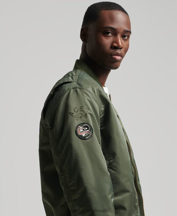 hombres Superdry verde chaqueta bomber ma1 2R68Z1107