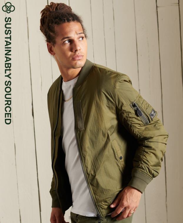 hombres Superdry verde chaqueta bomber militar ma1 2R68Z4674