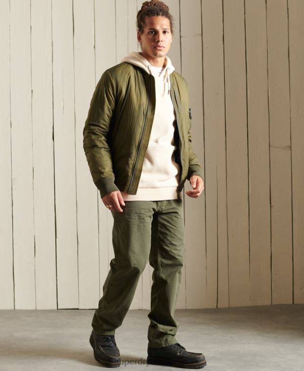hombres Superdry verde chaqueta bomber militar ma1 2R68Z4674