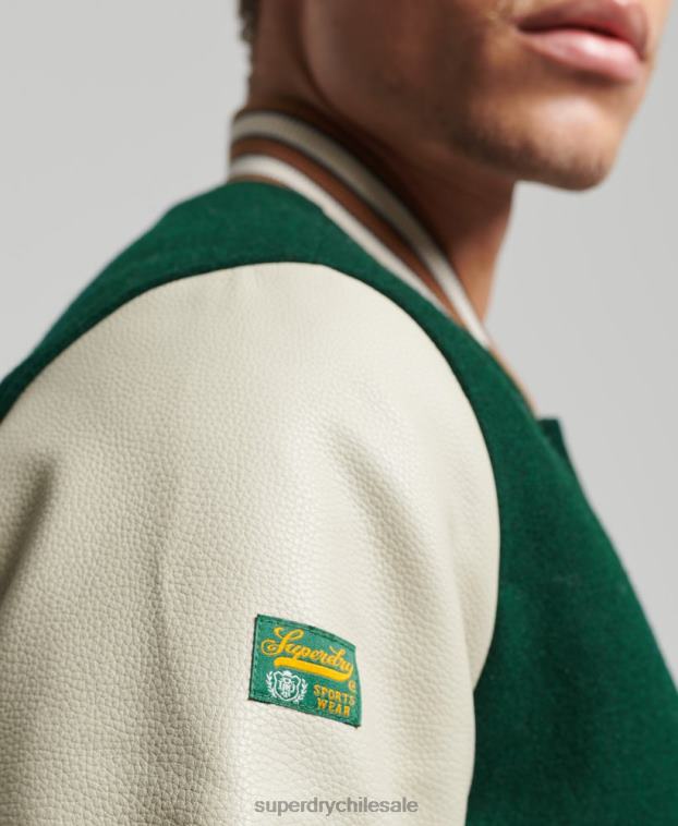 hombres Superdry verde chaqueta bomber universitaria vintage 2R68Z951
