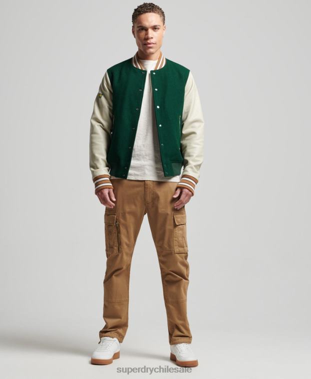 hombres Superdry verde chaqueta bomber universitaria vintage 2R68Z951