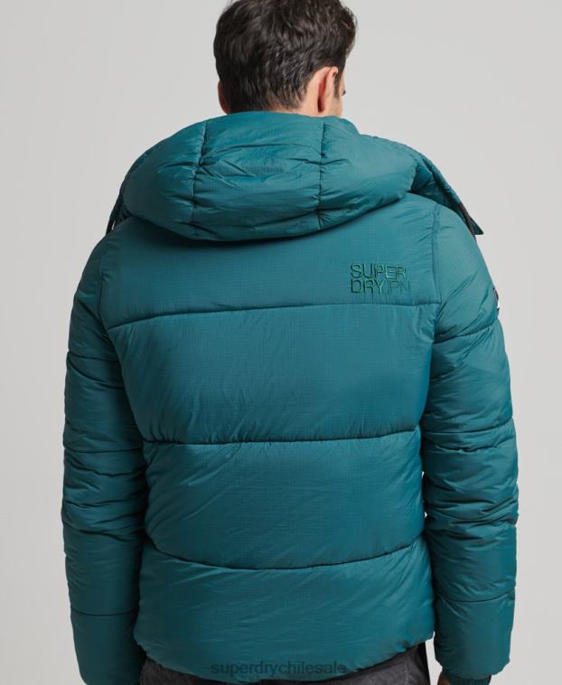 hombres Superdry verde chaqueta corta acolchada touchline 2R68Z973