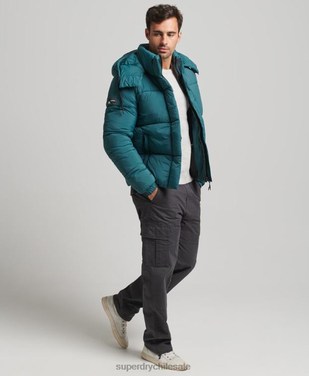 hombres Superdry verde chaqueta corta acolchada touchline 2R68Z973