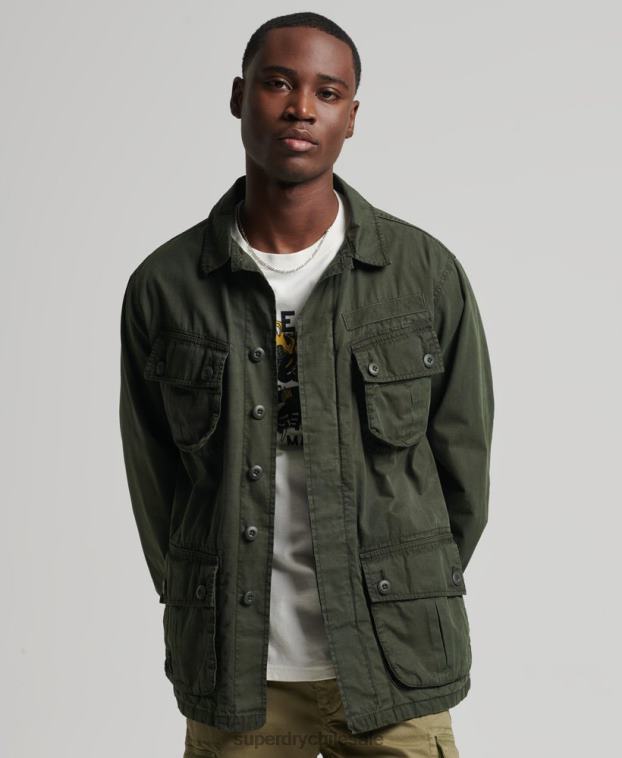 hombres Superdry verde chaqueta de combate tropical 2R68Z4701