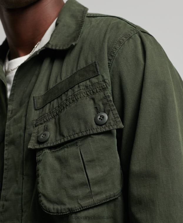 hombres Superdry verde chaqueta de combate tropical 2R68Z4701