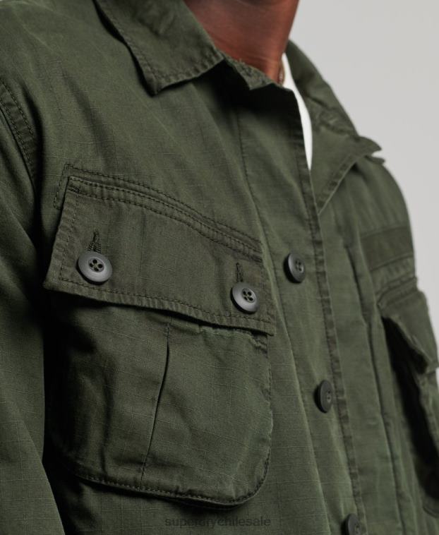 hombres Superdry verde chaqueta de combate tropical 2R68Z4701