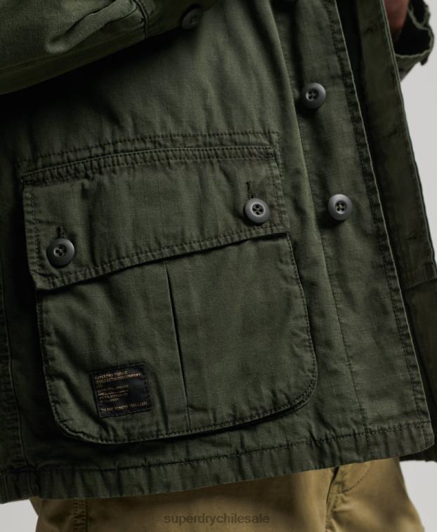 hombres Superdry verde chaqueta de combate tropical 2R68Z4701