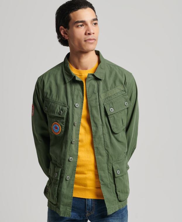 hombres Superdry verde chaqueta de combate tropical 2R68Z4702