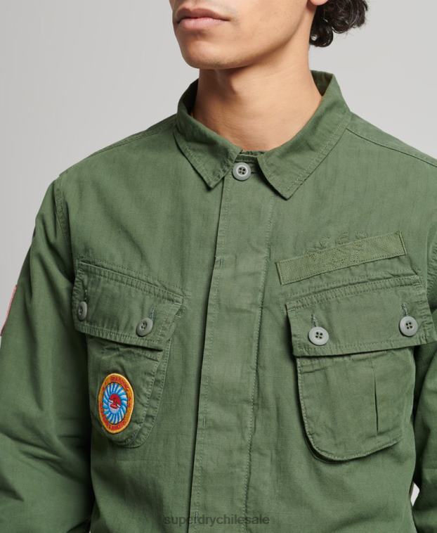hombres Superdry verde chaqueta de combate tropical 2R68Z4702