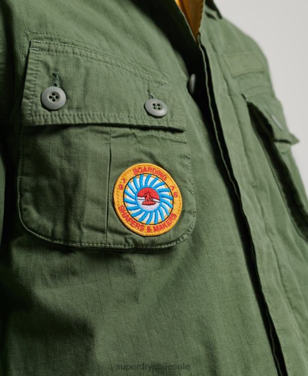 hombres Superdry verde chaqueta de combate tropical 2R68Z4702