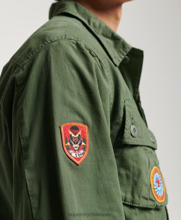 hombres Superdry verde chaqueta de combate tropical 2R68Z4702
