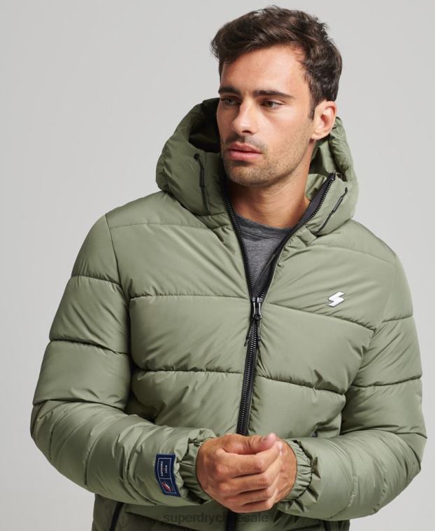 hombres Superdry verde chaqueta deportiva acolchada con capucha 2R68Z1019
