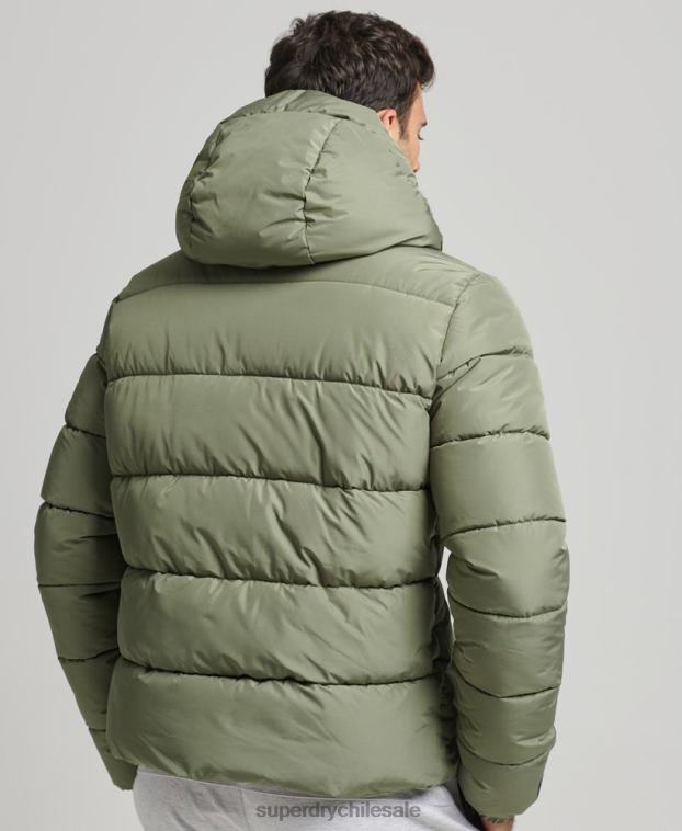 hombres Superdry verde chaqueta deportiva acolchada con capucha 2R68Z1019