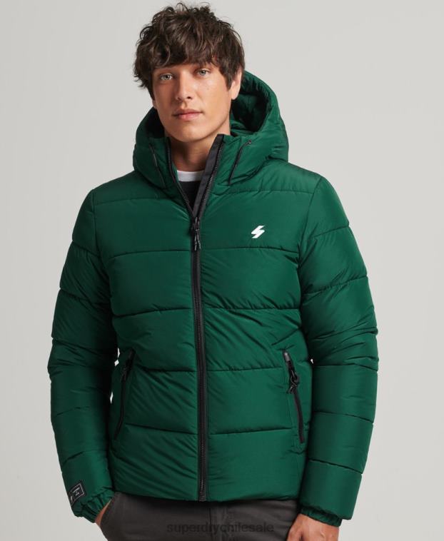 hombres Superdry verde chaqueta deportiva acolchada con capucha 2R68Z1021