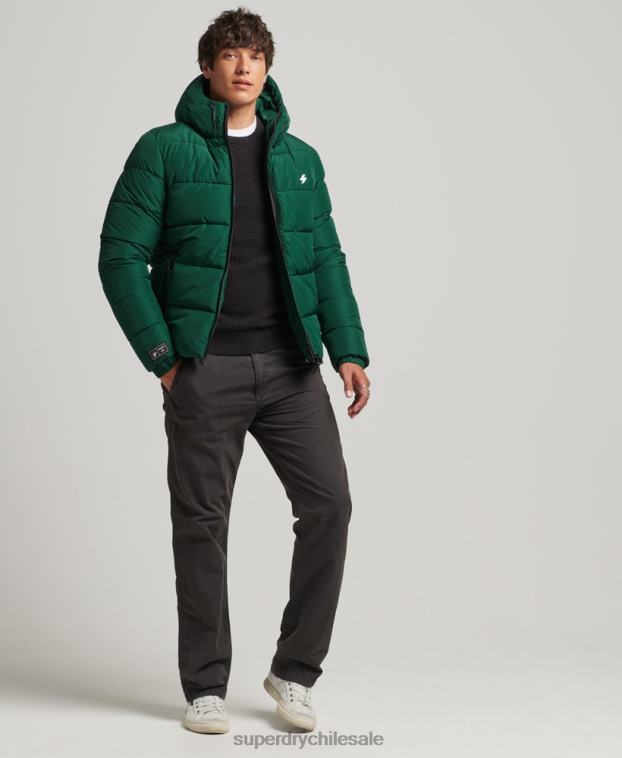 hombres Superdry verde chaqueta deportiva acolchada con capucha 2R68Z1021