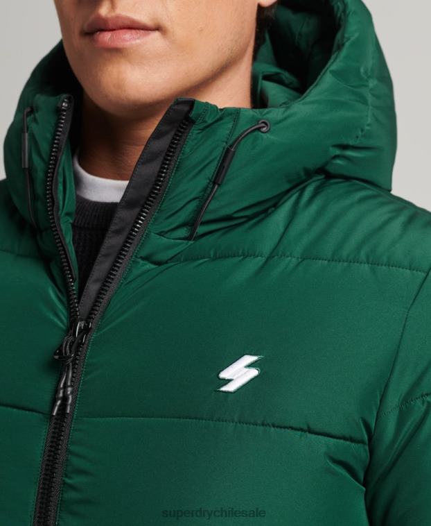 hombres Superdry verde chaqueta deportiva acolchada con capucha 2R68Z1021