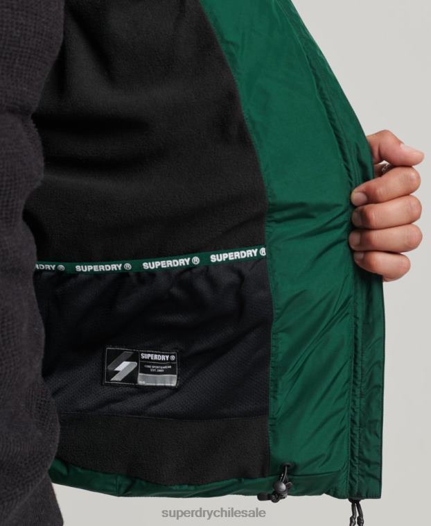hombres Superdry verde chaqueta deportiva acolchada con capucha 2R68Z1021