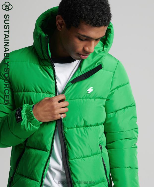hombres Superdry verde chaqueta deportiva acolchada con capucha 2R68Z1090