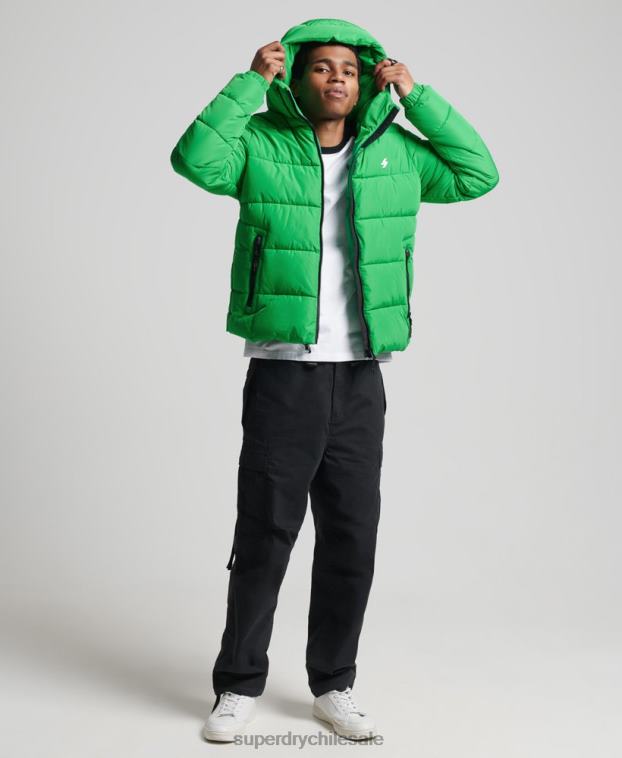 hombres Superdry verde chaqueta deportiva acolchada con capucha 2R68Z1090