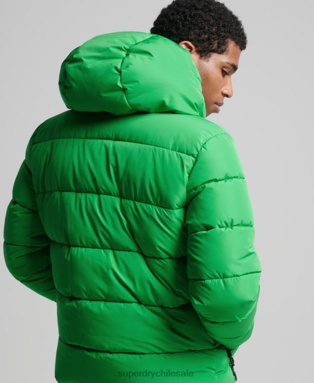 hombres Superdry verde chaqueta deportiva acolchada con capucha 2R68Z1090