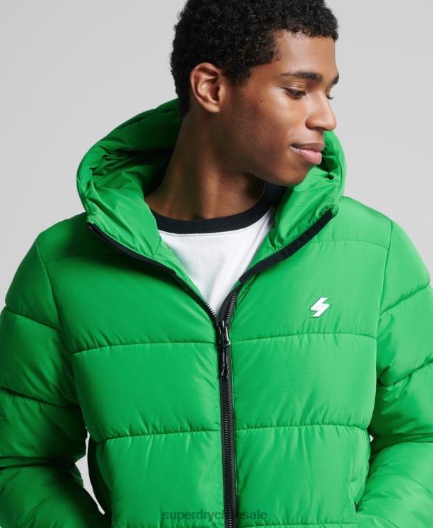hombres Superdry verde chaqueta deportiva acolchada con capucha 2R68Z1090