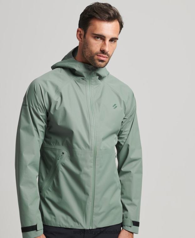 hombres Superdry verde chaqueta impermeable 2R68Z4635