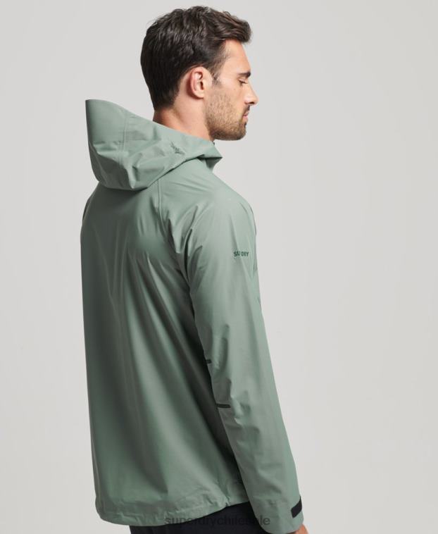 hombres Superdry verde chaqueta impermeable 2R68Z4635