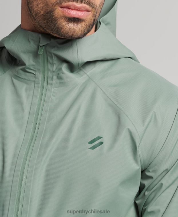 hombres Superdry verde chaqueta impermeable 2R68Z4635