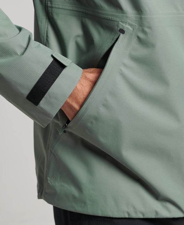 hombres Superdry verde chaqueta impermeable 2R68Z4635