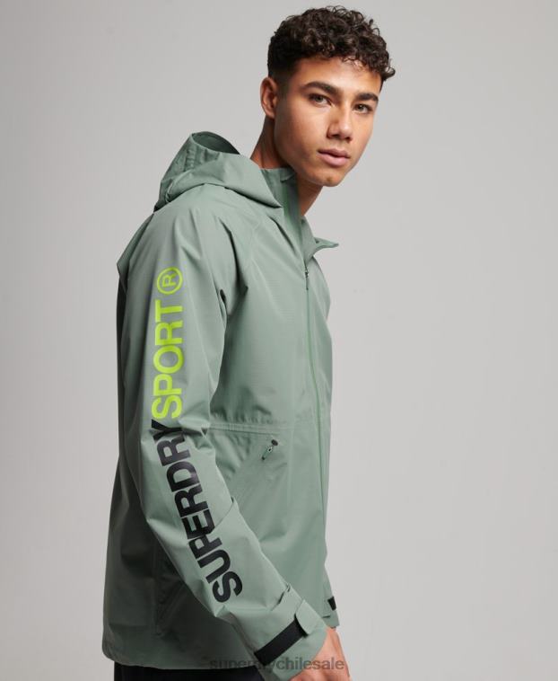 hombres Superdry verde chaqueta impermeable 2R68Z961