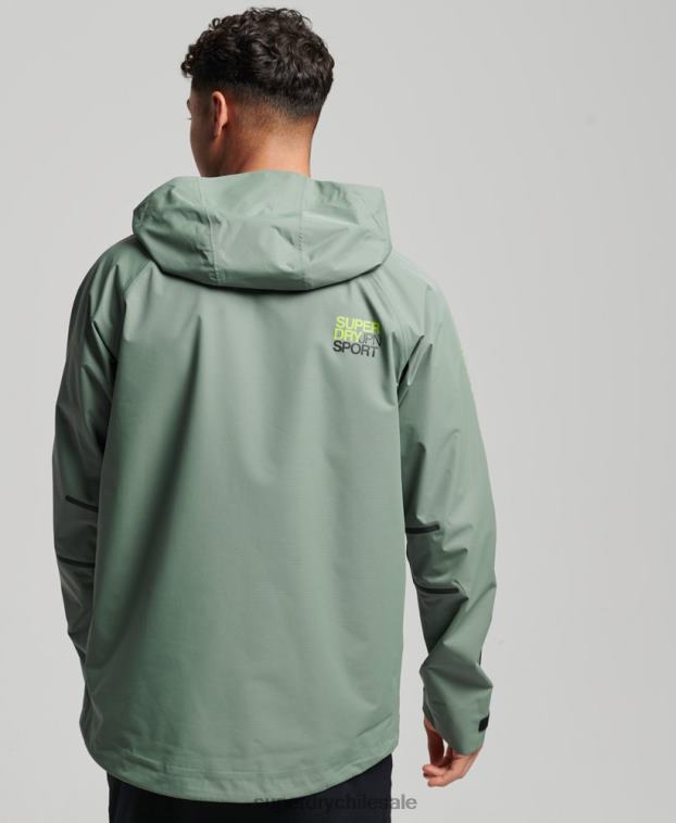 hombres Superdry verde chaqueta impermeable 2R68Z961