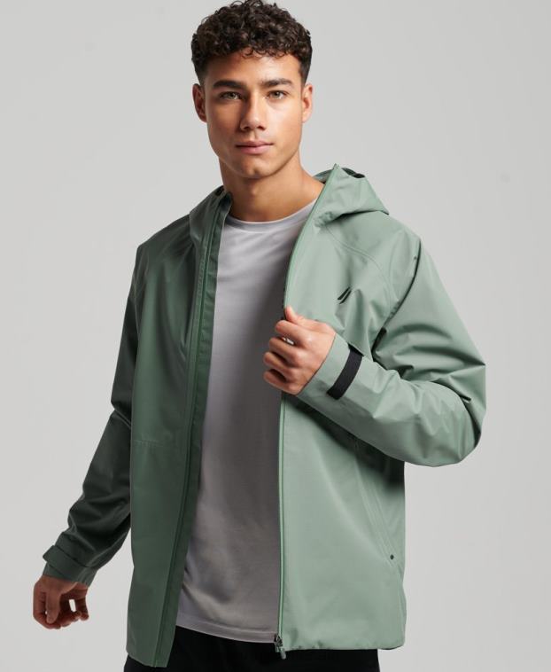 hombres Superdry verde chaqueta impermeable 2R68Z961