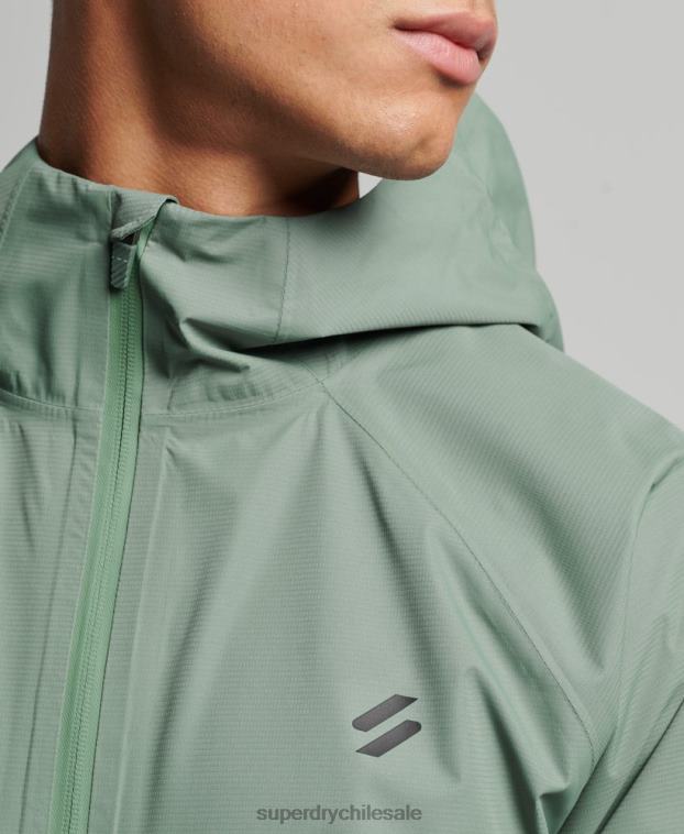 hombres Superdry verde chaqueta impermeable 2R68Z961