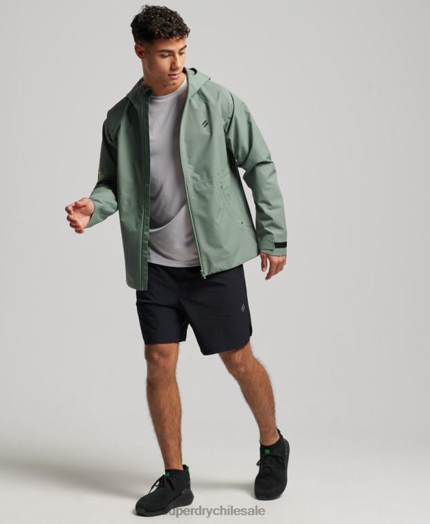hombres Superdry verde chaqueta impermeable 2R68Z961