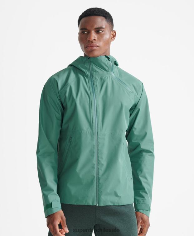 hombres Superdry verde chaqueta impermeable tren asimétrica 2R68Z5399