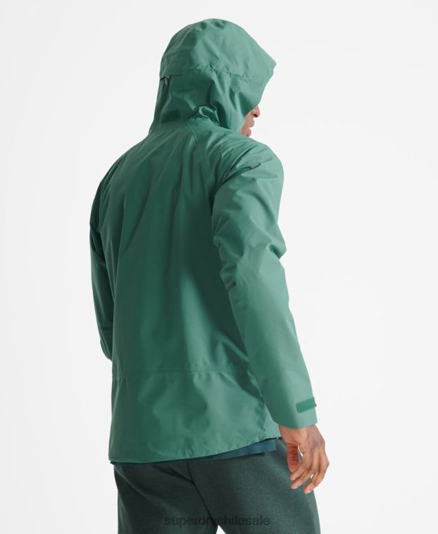 hombres Superdry verde chaqueta impermeable tren asimétrica 2R68Z5399