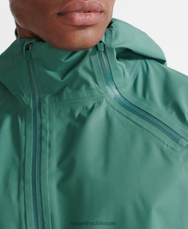 hombres Superdry verde chaqueta impermeable tren asimétrica 2R68Z5399