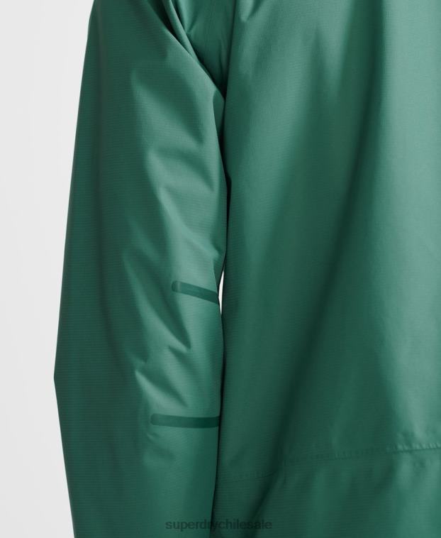 hombres Superdry verde chaqueta impermeable tren asimétrica 2R68Z5399