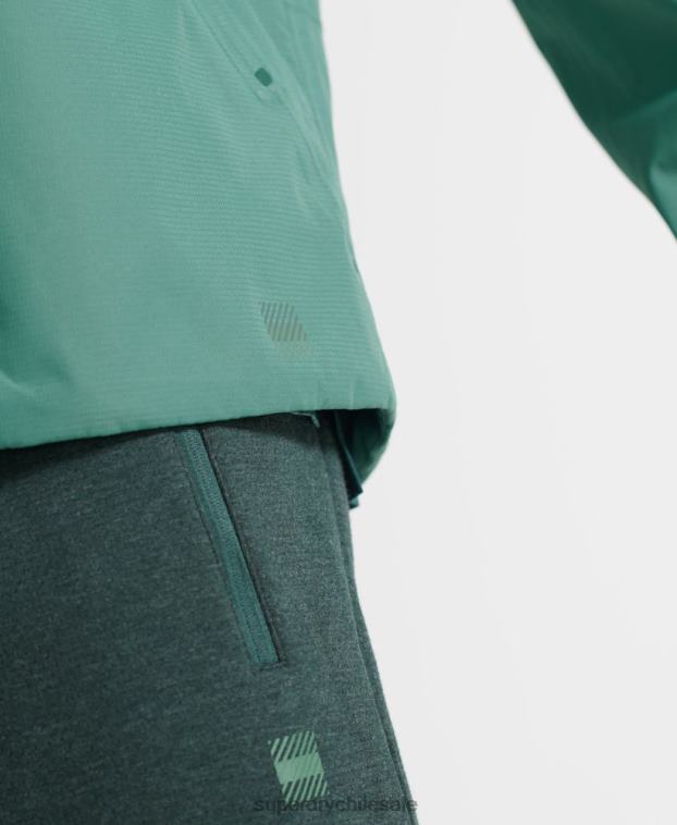hombres Superdry verde chaqueta impermeable tren asimétrica 2R68Z5399