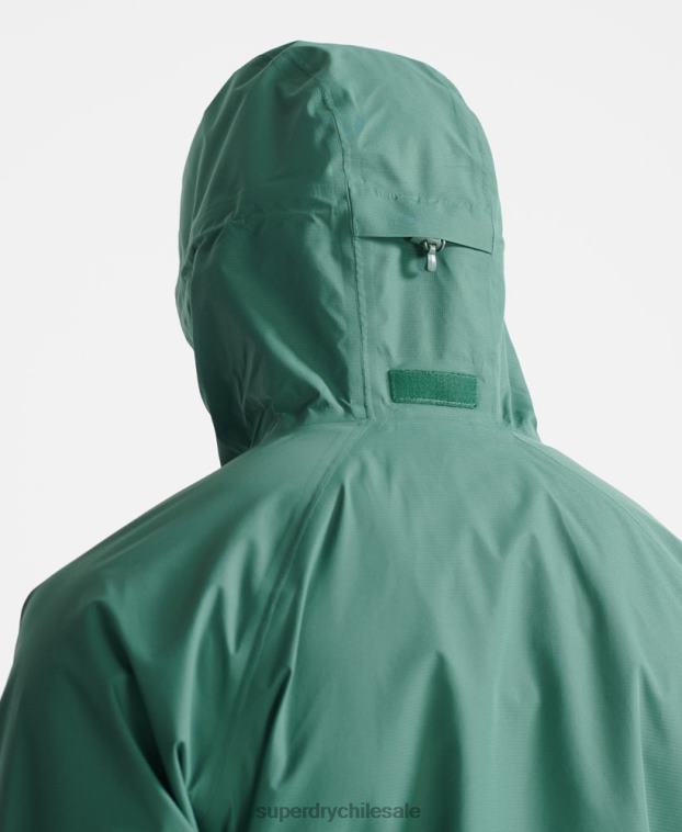 hombres Superdry verde chaqueta impermeable tren asimétrica 2R68Z5399