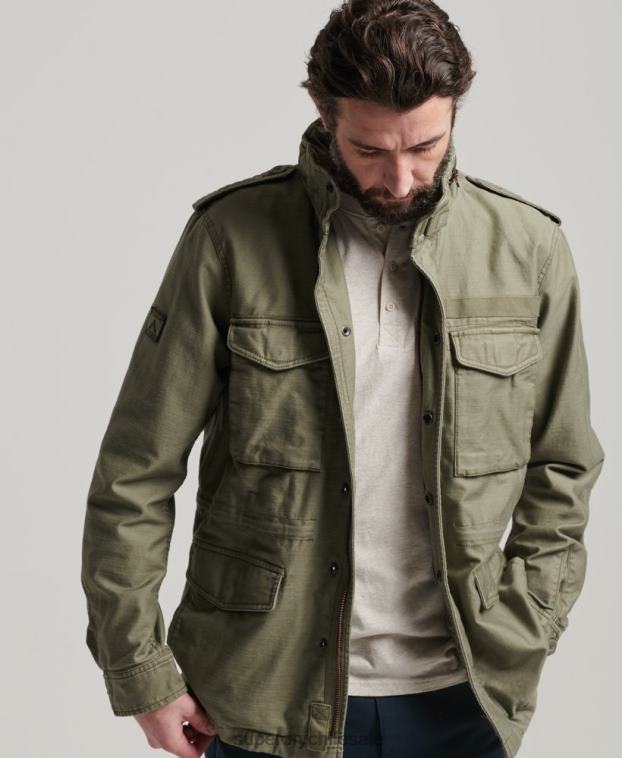 hombres Superdry verde chaqueta militar m65 2R68Z908